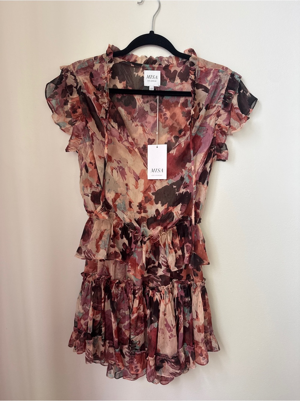 Misa Los Angeles Rose Multi Floral Ruffle Mini Dress